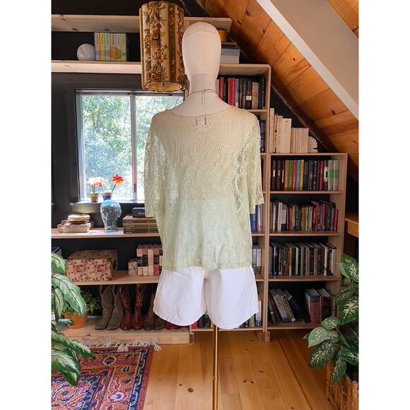 90s Green Lace Shirt Tied - Picture 4 of 6